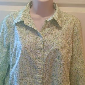 Green floral blouse